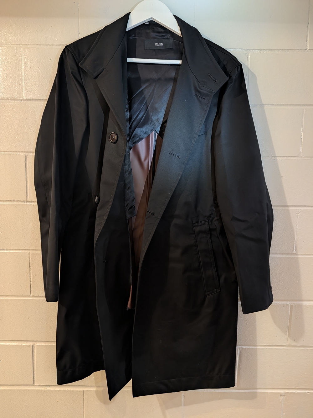 BOSS Men's Black Trench Coat